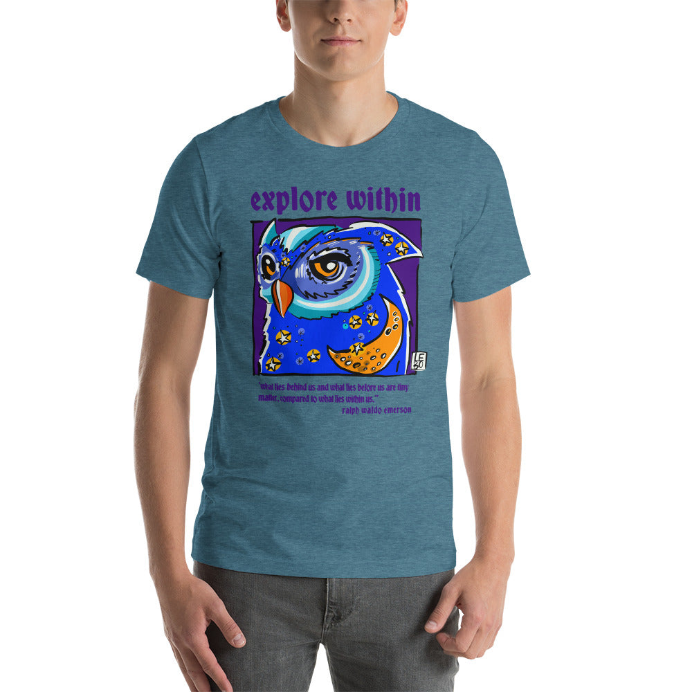 Explore Within, Ralph Waldo Emerson - Lebo Short Sleeve Unisex T-Shirt
